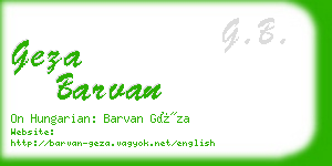 geza barvan business card